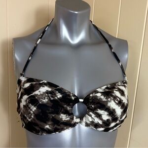 Beach Babe Australia Swim Top bikini Brown Beige Womens Size 8 Tie Back Padded